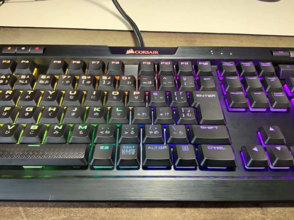 K70 RGB MK.2 LOW PROFILE 印字表記